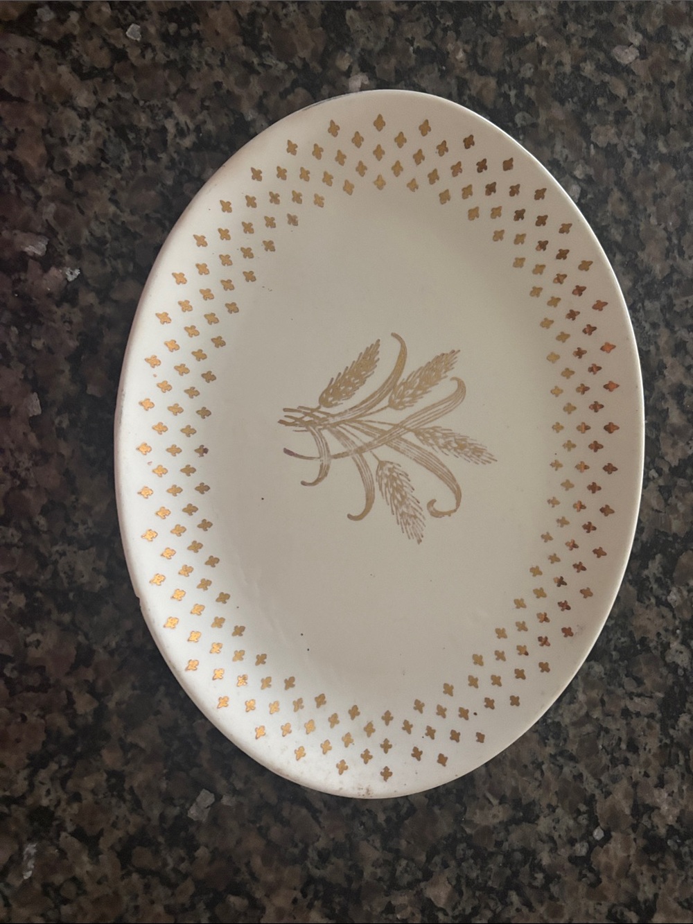White and Gold Decorative Serving Platter - Brand: